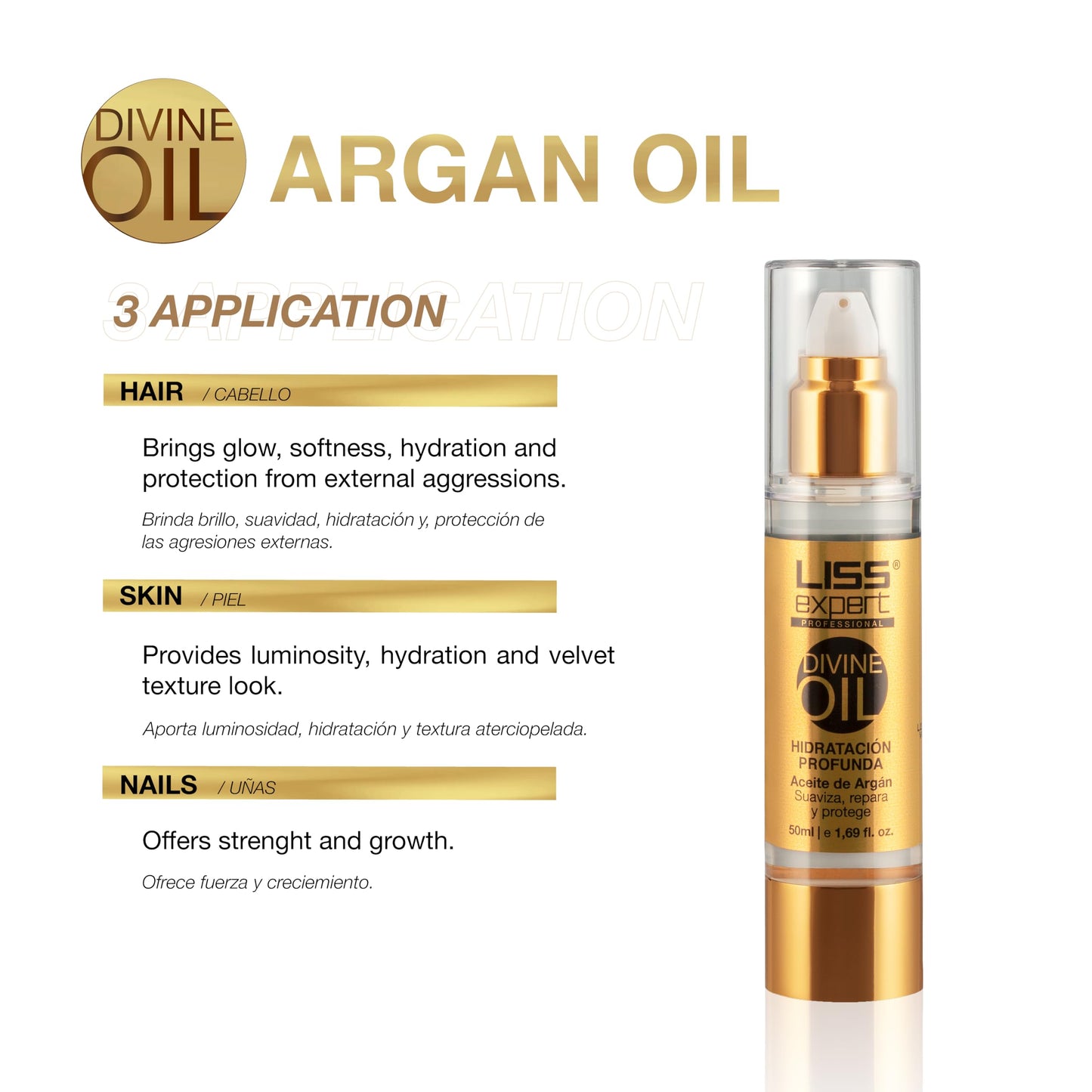 Liss Expert Professional Divine Oil - For Dry, Damaged Skin, Hair, Face, Body & Scalp - Men & Women