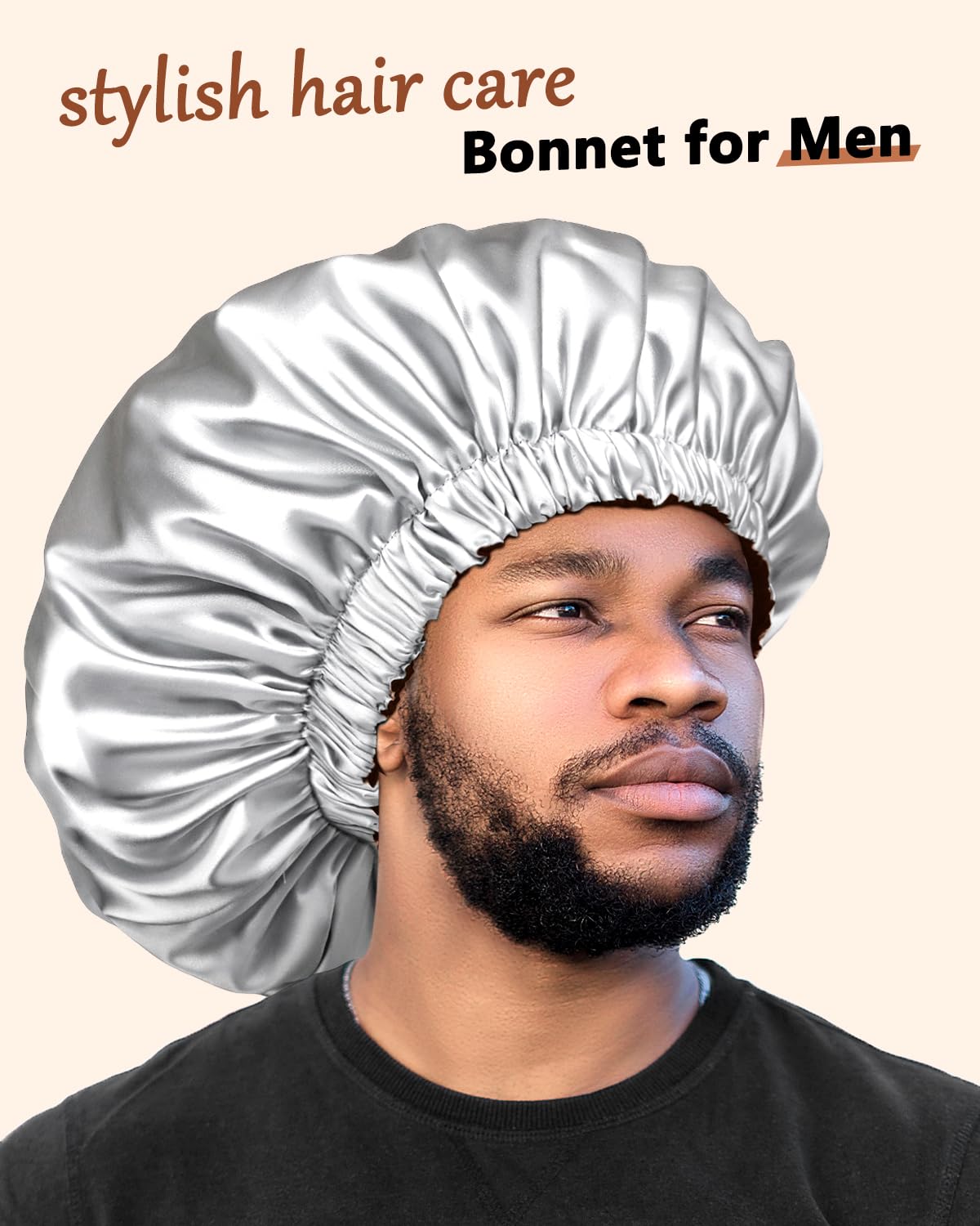 mikimini Satin Bonnet Pack of 2 for Men and Women, Reversible Double Layer Sleeping Silk Bonnet for Curly Hair Braids with Adjustable Widened Elastic