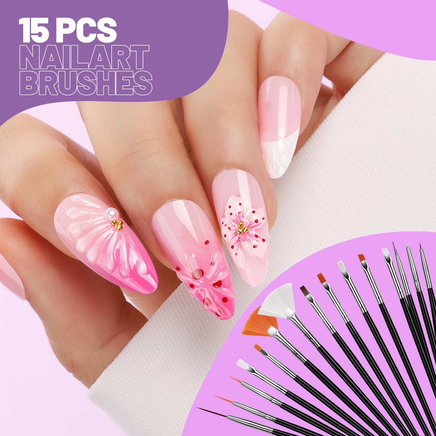 Teenitor Nail Art Tools Set, 23 Pcs Nail Art Brushes, 5 Pcs Nail Dotting Tool, 2 Set of Nail Stand, 100 Pcs Double-Sided Adhesive Tabs, Nail Art Beauty and Personal Care Teenitor