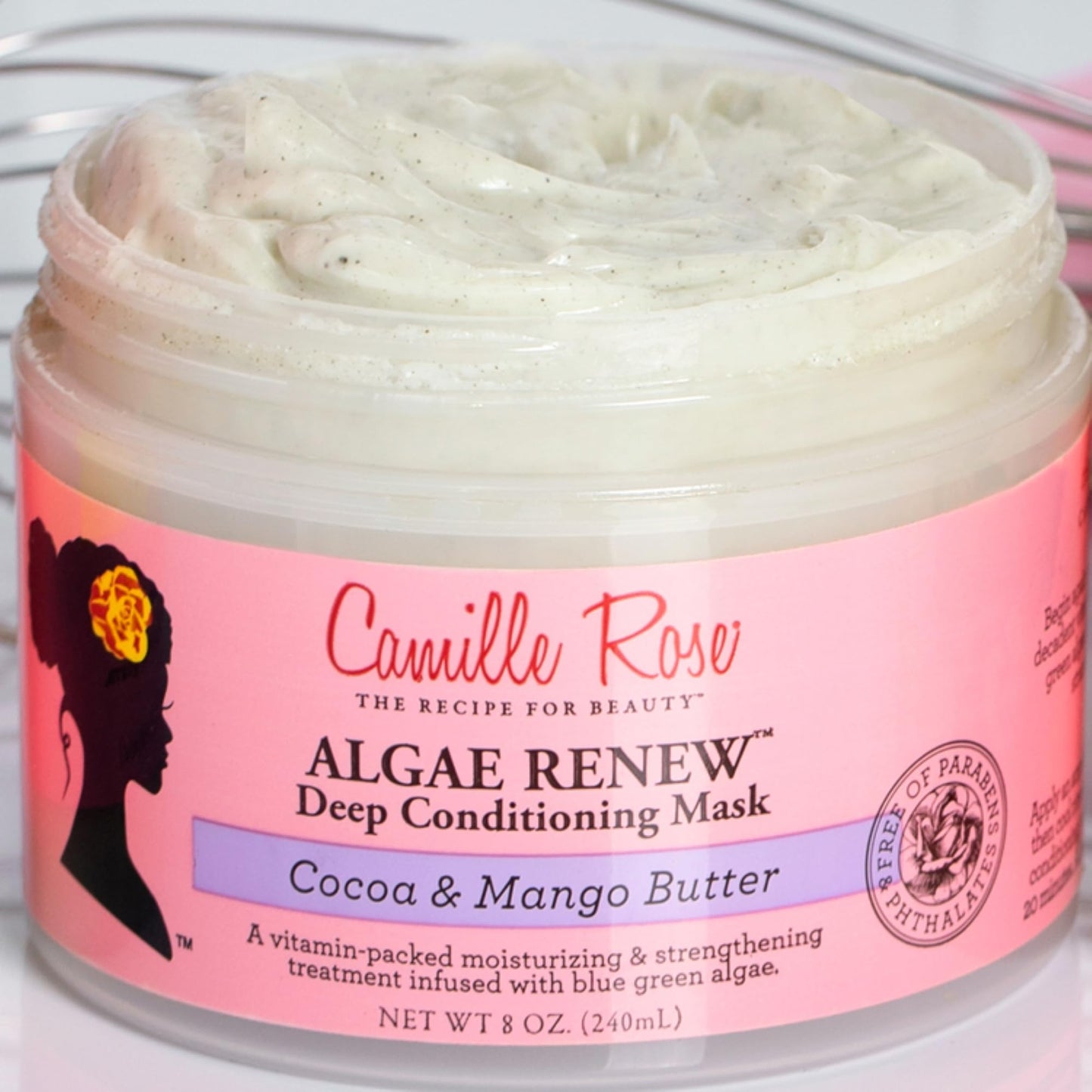 Camille Rose Algae Renew Deep Conditioning Hair Mask with Peppermint, Blue Green Algae & Mango Butter, to Strengthen and Moisturize, for All Hair