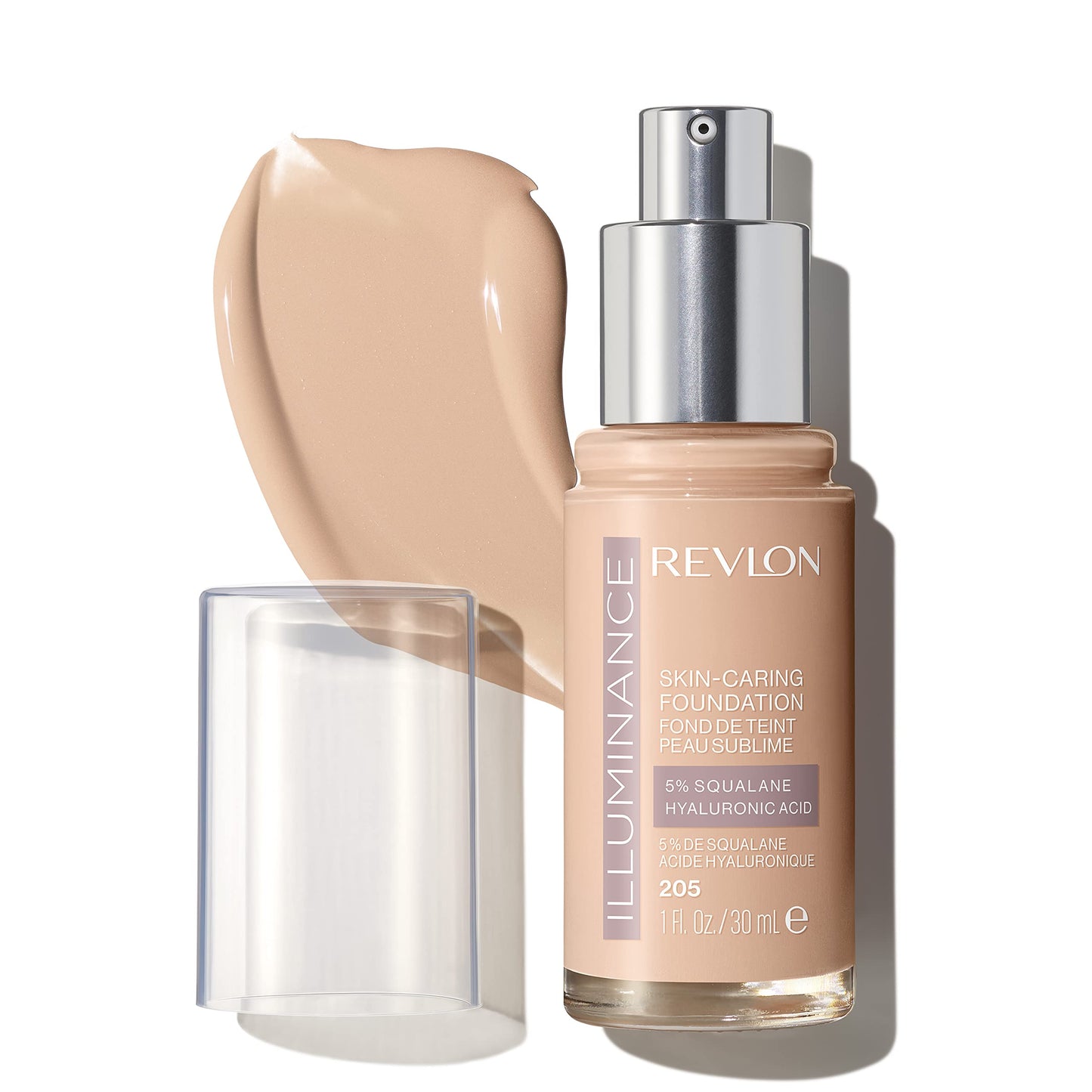 Revlon Illuminance Skin-Caring Liquid Foundation, Hyaluronic Acid, Hydrating and Nourishing Formula with Medium Coverage, 205 Natural Ochre, 1 fl oz