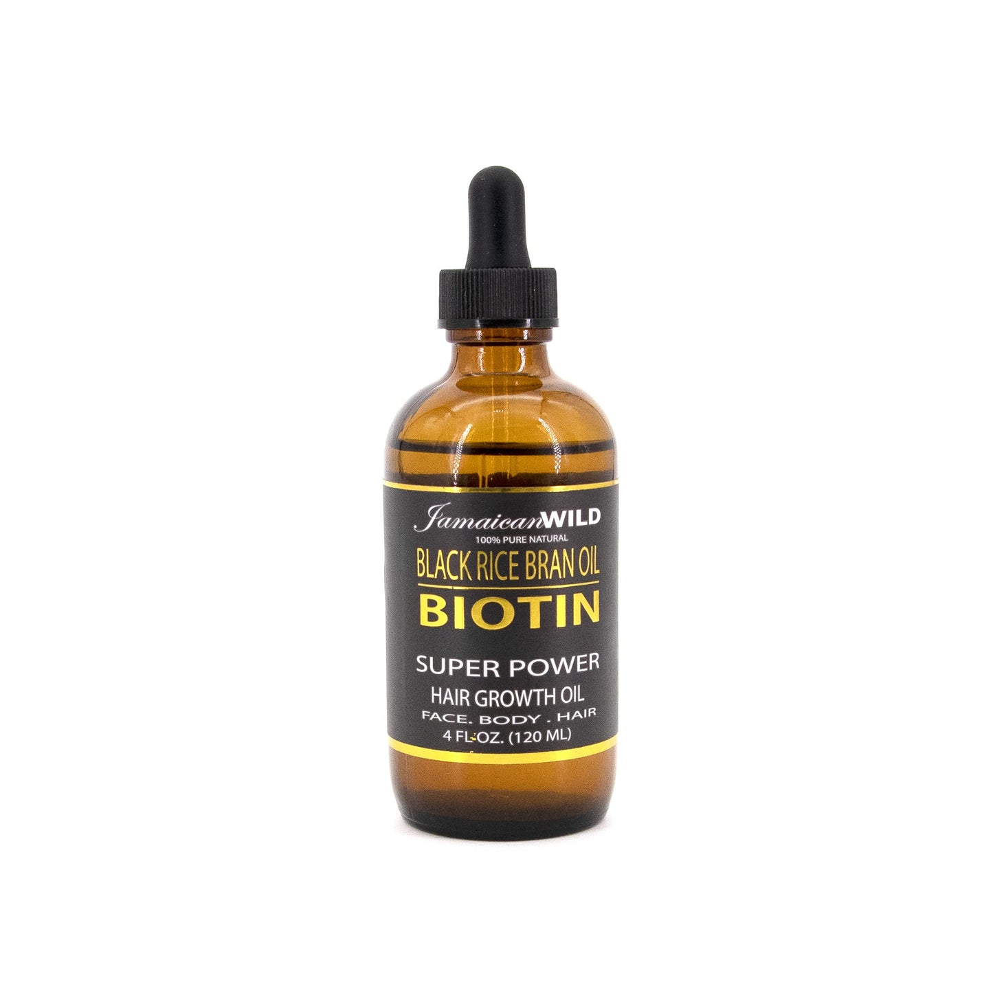Jamaican Wild Black Rice Oil - BIOTIN | Super Power Hair Growth Oil for Face, Body & Hair (4 OZ)
