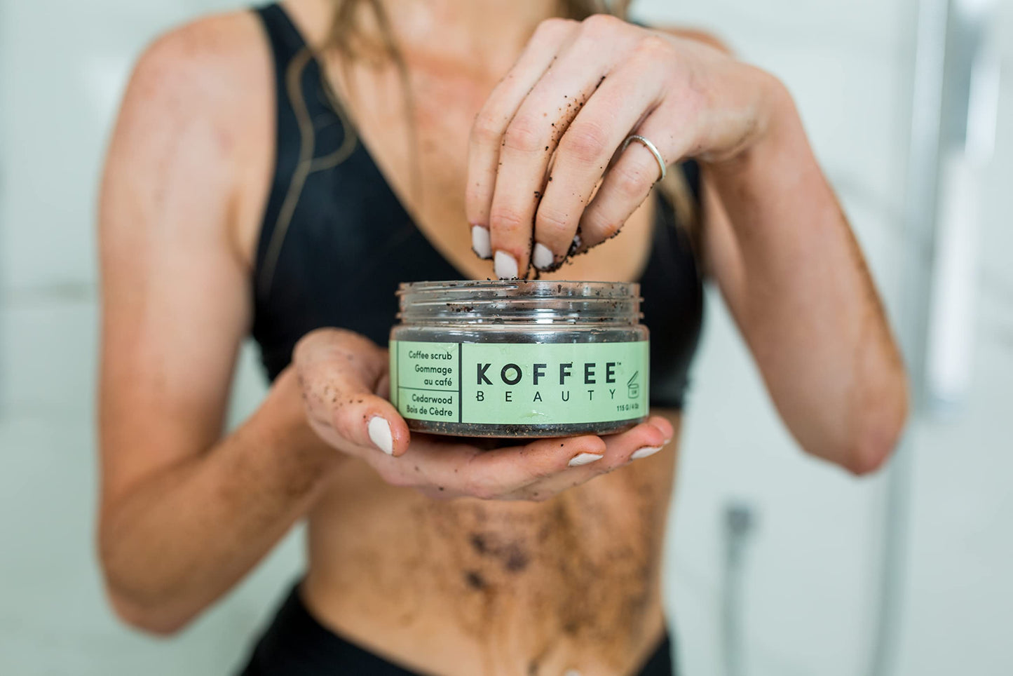 Koffee Beauty Cedarwood Coffee Scrub - Exfoliating Body And Face Scrub - Polish And Smooth Skin With Ease - Invigorate Senses With Cedarwood Fragrance