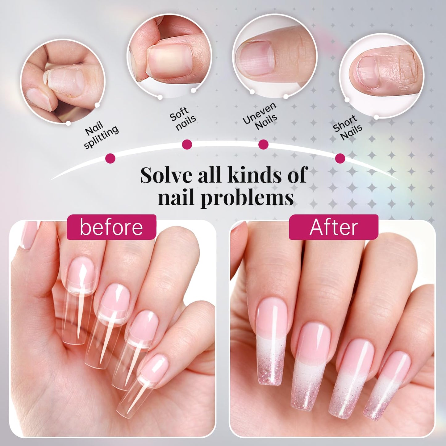 krofaue 500PCS Clear False Nails Tips - Half Cover Lady French Style Acrylic Artificial Tip Manicure with Box of 10 Sizes for Nail Tips Art Salons