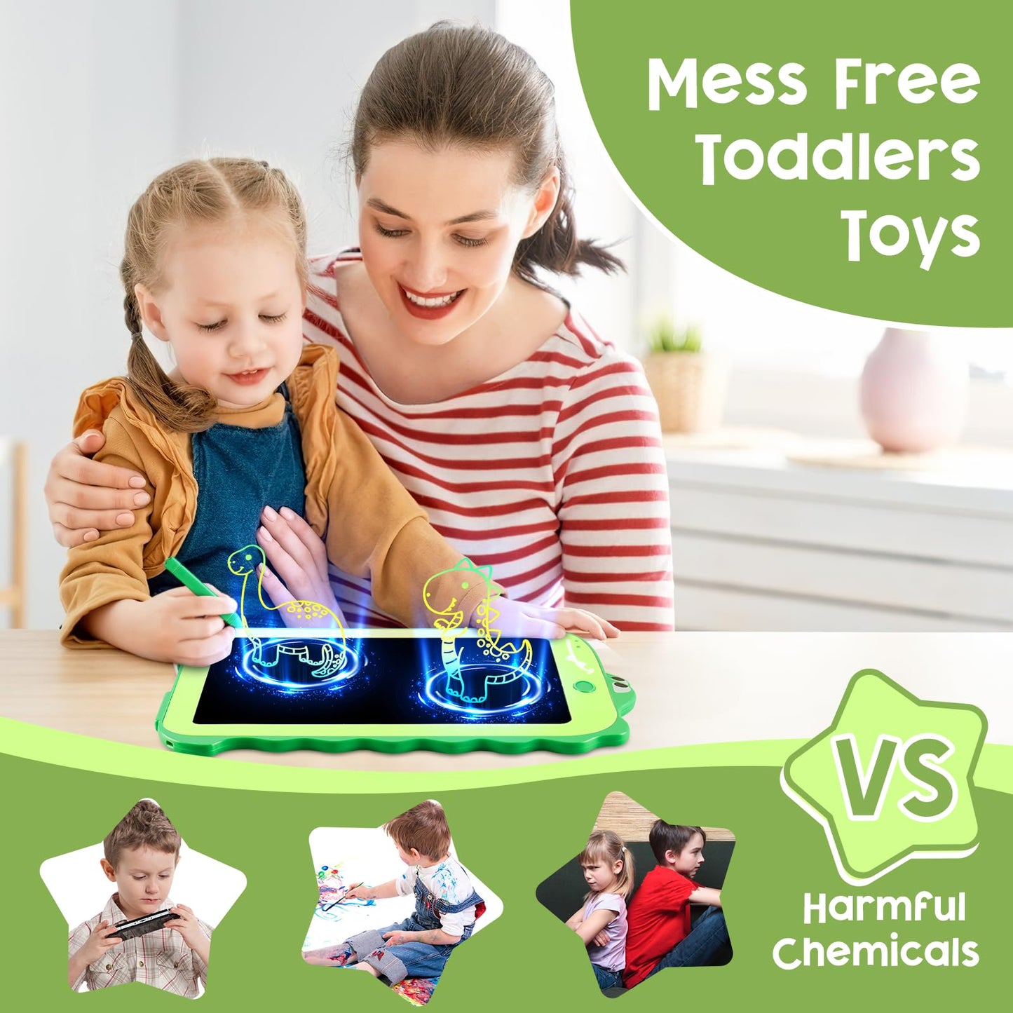 Teriph LCD Writing Tablet for Kids, Colorful Toddlers Toys Drawing Board, Educational Kid Toys, Doodle Pad Dinosaur Toys for 2 3 4 5 6 7 8 Year Old…