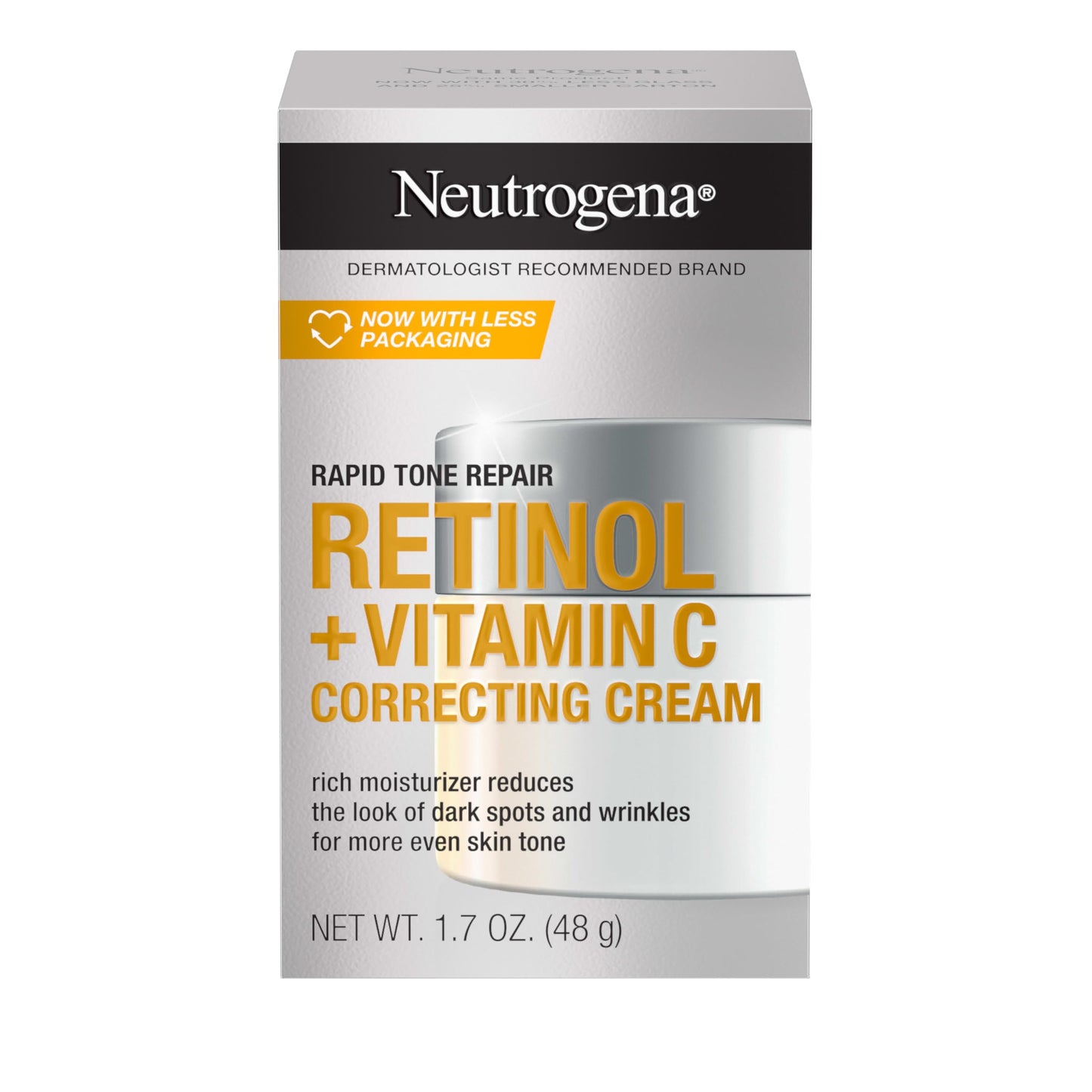 Neutrogena Rapid Tone Repair Retinol + Vitamin C Correcting Cream, Face Moisturizer with Retinol, Hyaluronic Acid & Vitamin C for Dark Spots