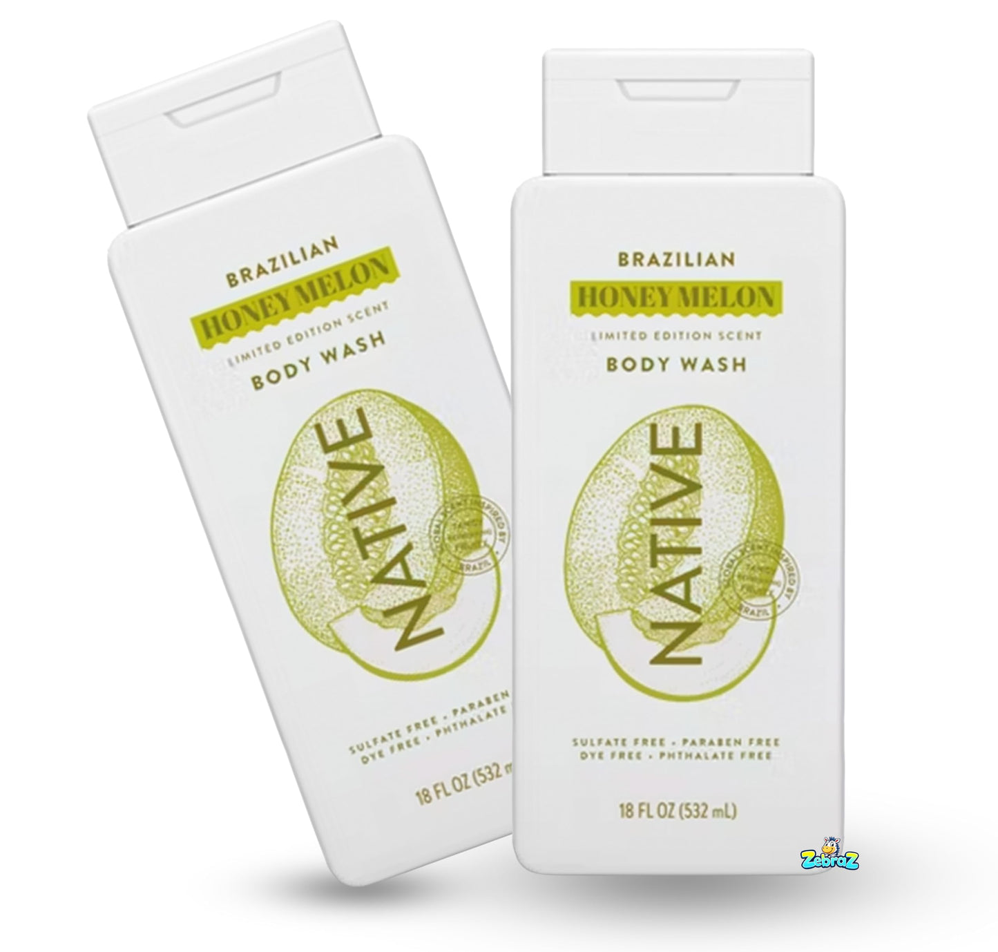 Native - Passport Limited Edition Global Flavors Sulfate-Free Body Wash - Brazilian Honey Melon - 18 fl oz - Pack Of 02 Beauty & Personal Care Native