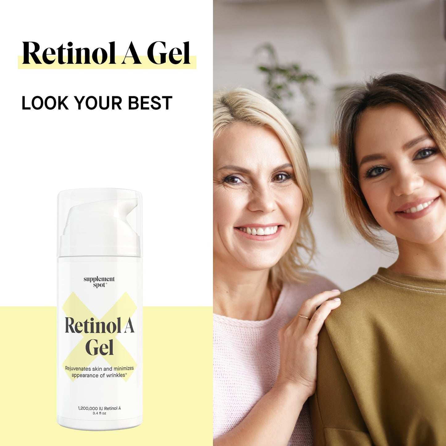Retinol-A Gel - Anti-Aging Retinol Moisturizer Repairs Fine Lines & Wrinkles - Daily Use for Smoother, Firmer & Younger Looking Skin- (99.9% Water