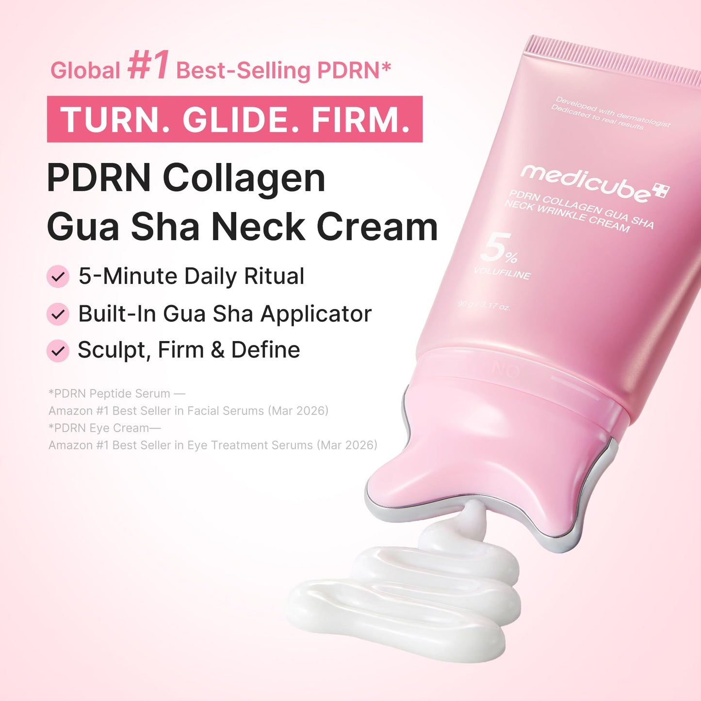 medicube PDRN Collagen Gua Sha Neck Wrinkle Cream | Built-In Gua Sha Massager with Volufiline 5% | Firming, Contour Care for the Look of Fine Lines Beauty and Personal Care medicube