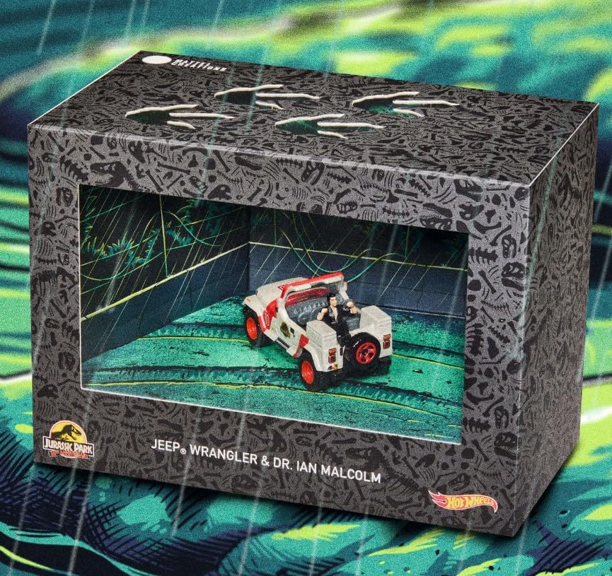 Hot Wheels Jurassic Park Jeep Wrangler & Dr. Ian Malcolm - SDCC2023 Comic Con Exclusive