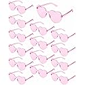 ZHANGBY 15 Pairs Heart Sunglasses for Women Heart Glasses Frameless Trendy Transparent Candy Color Party Sunglasses(Pink)