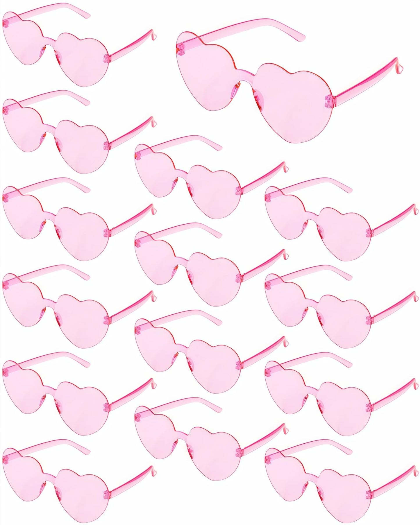 ZHANGBY 15 Pairs Heart Sunglasses for Women Heart Glasses Frameless Trendy Transparent Candy Color Party Sunglasses(Pink)