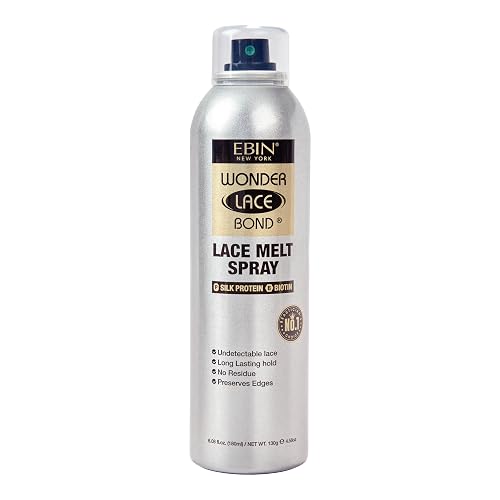 EBIN NEW YORK Wonder Lace Bond Lace Melt Aerosol Spray Silk Protein + Biotin | Extra Firm Hold Wig Adhesive Spray | Moisturizing Natural Finish | 6.08