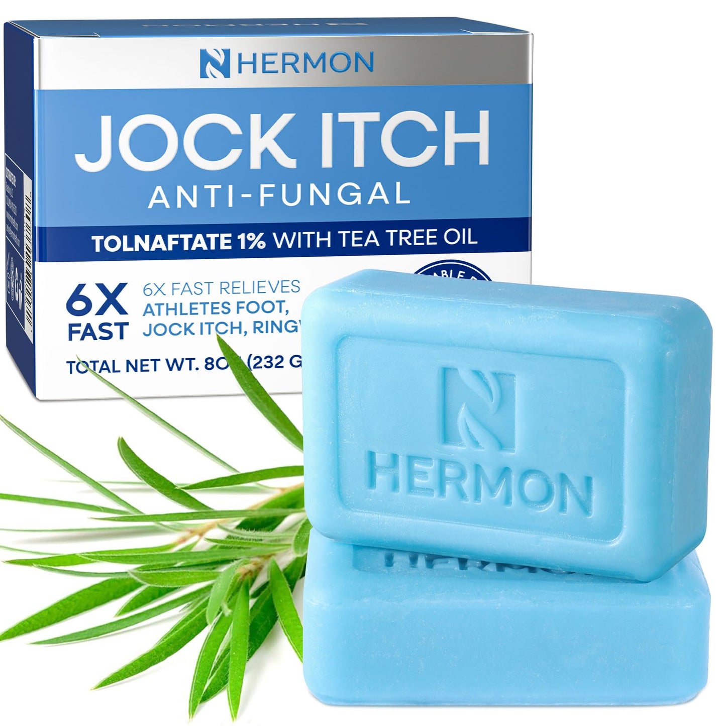Hermon Jock Itch Antifungal Soap: Antifungal Bar with Tea Tree Oil Soothing Care & Relief of Itching, Burning & Scaling from Jock Itch, Athlete’s Foot Beauty & Personal Care Hermon