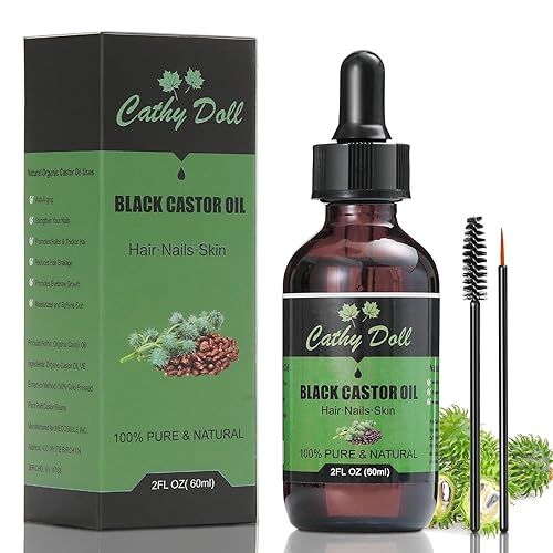 Jamaican Black Castor Oil Organic Cold Pressed Castor Oil For Hair 100% Pure Natural Castor Oil For Eyelashes Eyebrows (2 oz)