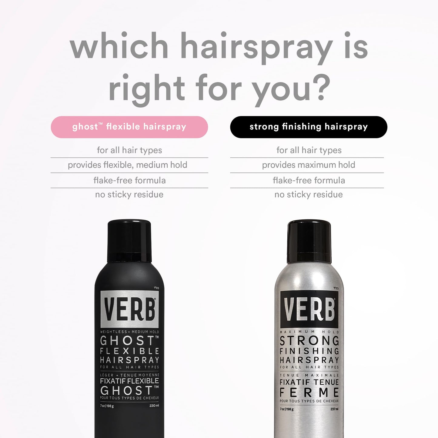 VERB Ghost Flexible Hairspray - Weightless Medium Hold - Infused with Moringa Oil - Anti-Frizz + Promotes Radiant Shine - for All Hair Types, 7 oz