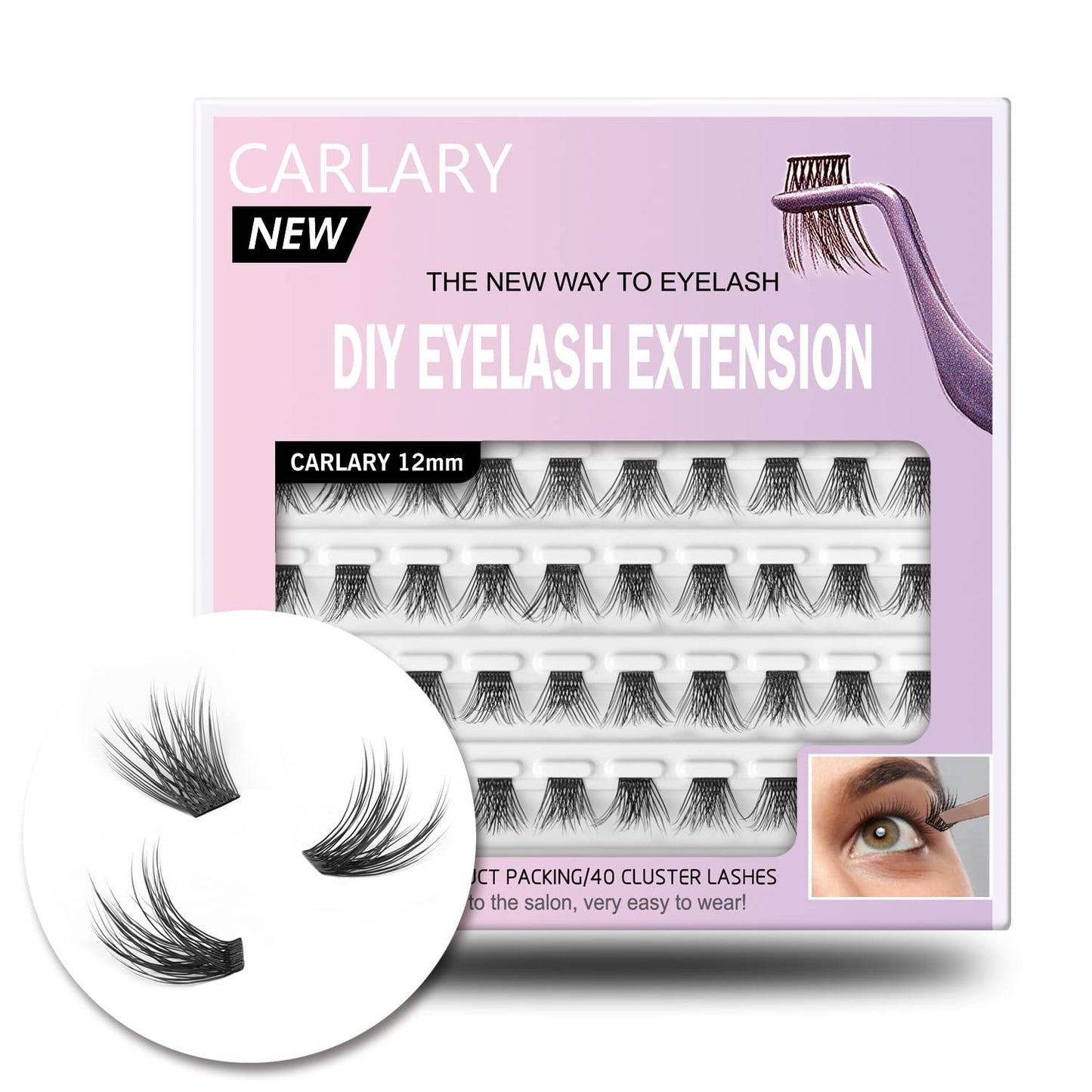 DIY Eyelash Extension, Individual Lashes, 3D Effect Reusable 40 Cluster Lashes, C Curl Fluffy Wispy Individual Eyelash Clusters for Home Eyelash