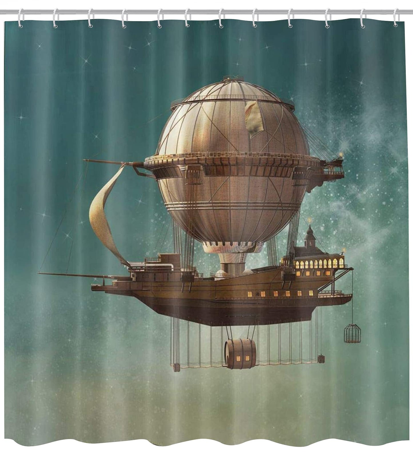 GETTOGET Sky Scenery Steampunk Airship Shower Curtain,Wonderful and Creative Design Curtain Bathroom Decor Bath Curtain Bathroom,Polyester Fabric…