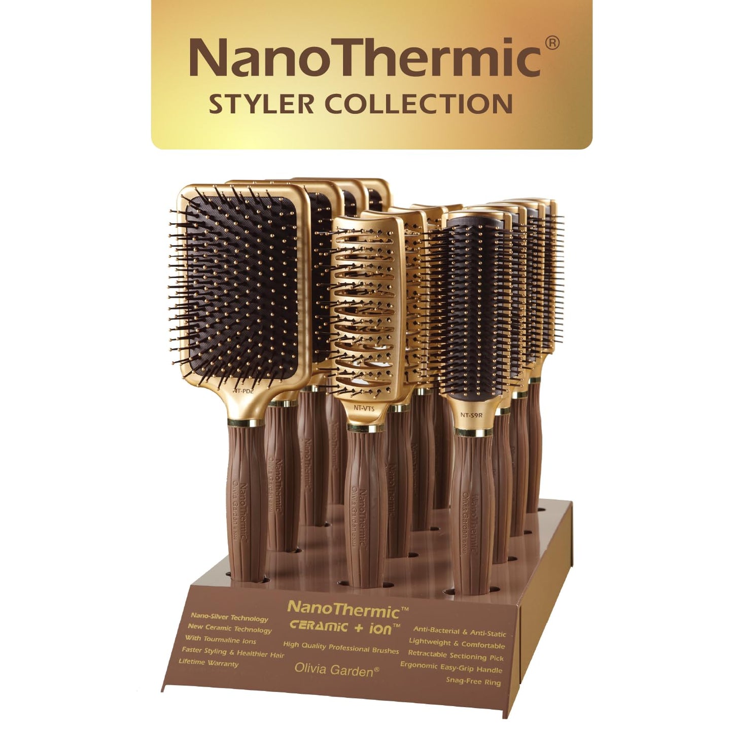 Olivia Garden NanoThermic Ceramic + Ion Styler Hair Brush NT-VTS (Vent)