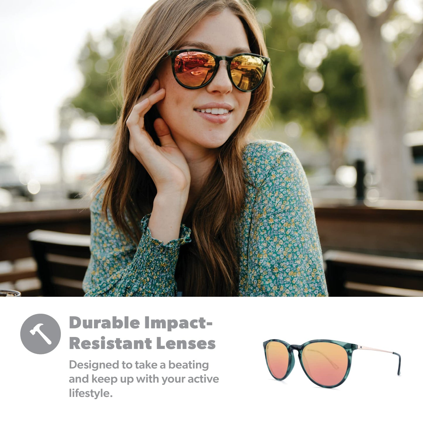 Knockaround Mary Janes Polarized Sunglasses for Women & Men - Impact Resistant Lenses & Full UV400 Protection, Slate Tortoise Shell/Rose Gold