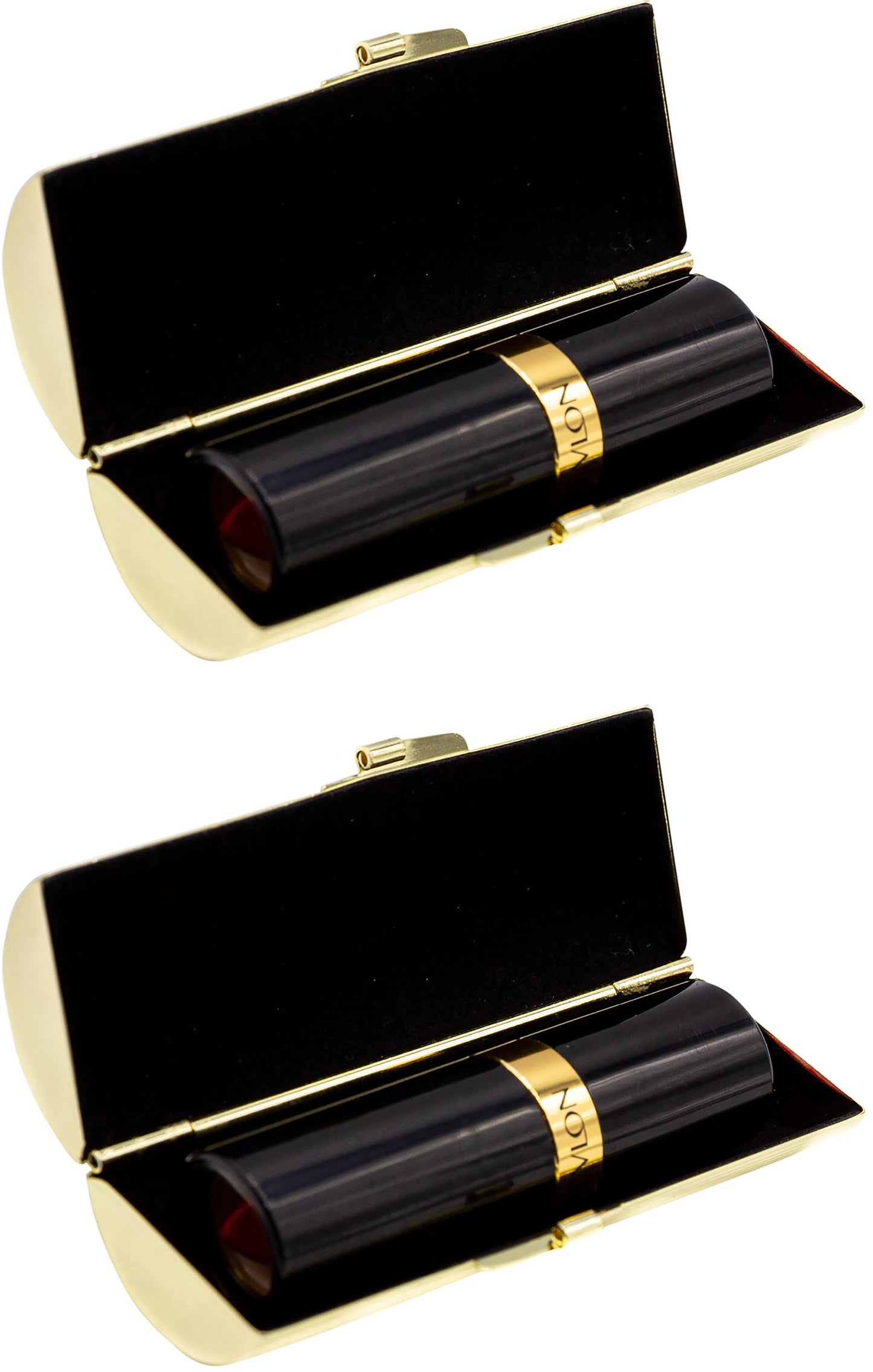 Stephanie Imports Set of 2 Capsule Shaped Lipstick Cases (Gold Ridges)