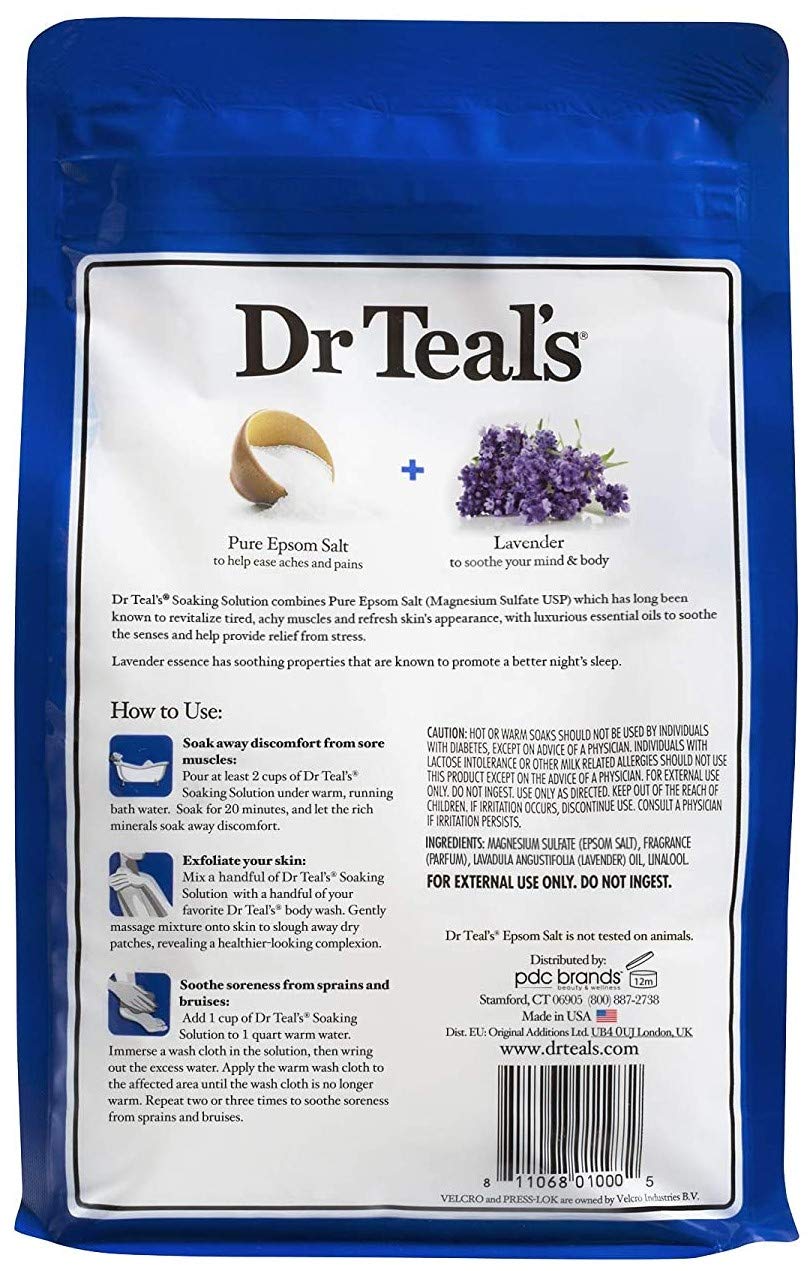 Dr Teal's Epsom Salt Bath Variety Gift Set (2 Pack, 3lb Ea) - Soothe & Sleep Lavender, Soften & Moisturize Shea Butter & Almond Oil - Ease Aches Beauty and Personal Care Dr Teal's