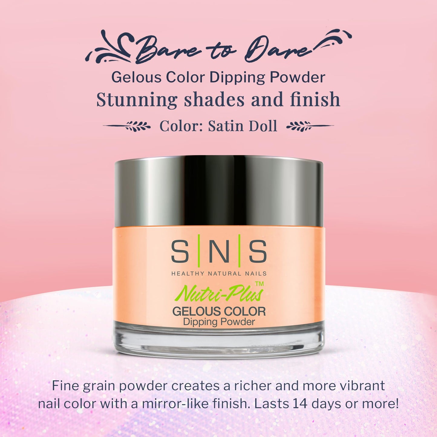 SNS Nail Dip Powder, Gelous Color Dipping Powder - Satin Doll (Peach/Pastel Cream) - Long-Lasting Acrylic Nail Color & Polish Lasts 14 Days - Low-Odor Beauty & Personal Care SNS Healthy Natural Nails