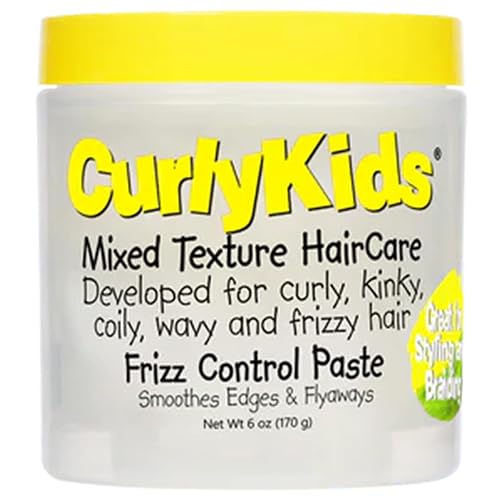 CurlyKids Frizz Control Paste - Anti-Frizz Styling Paste for Curly, Kinky, Coily & Mixed-Texture Hair - Smooth Edges, Tame Flyaways, Maximum Moisture
