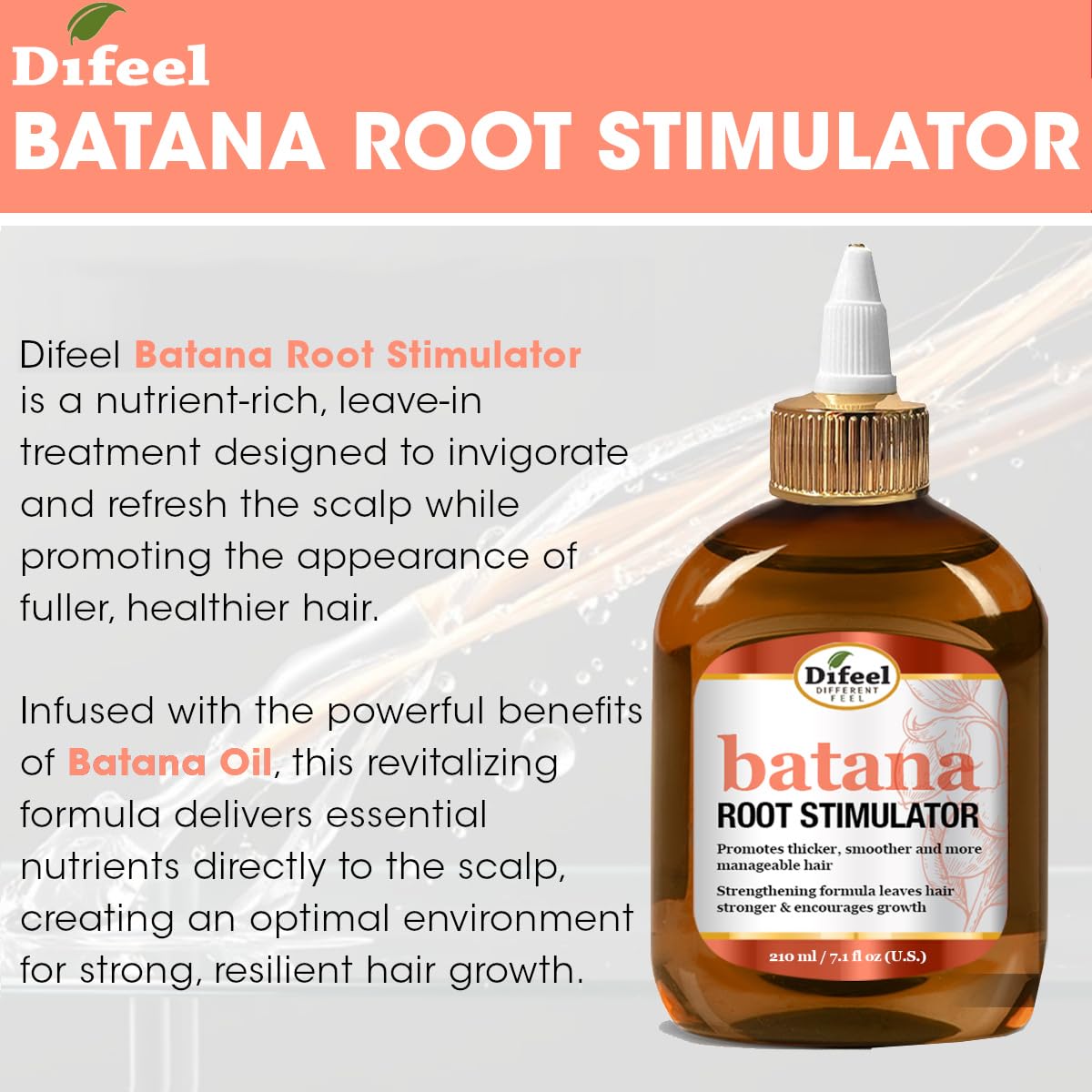 Difeel Batana Root Stimulator 7.1 oz. - Batana Oil Hair Treatment, Revitalize & Nourish Hair