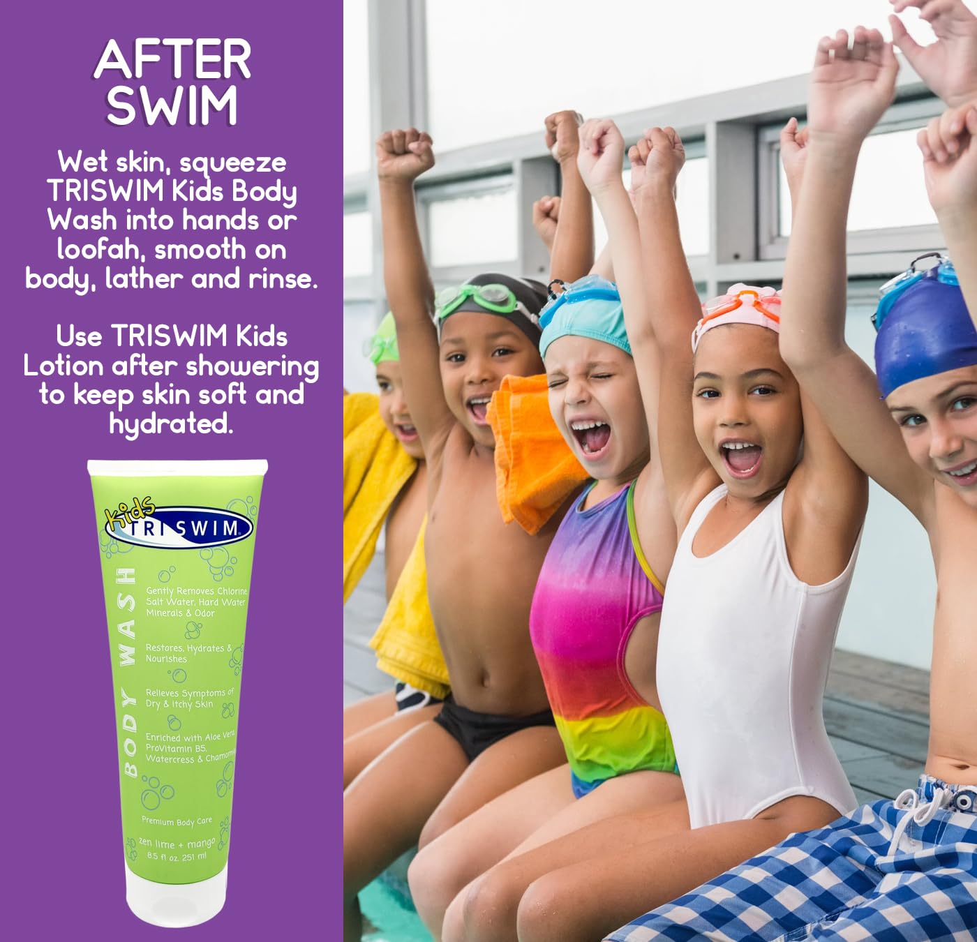 Triswim Kids Scented Body Wash After Swimmer Skincare, Chlorine Removal, Soothes and Moisturizes Skin, Relieves Symptoms Eczema & Dry Skin