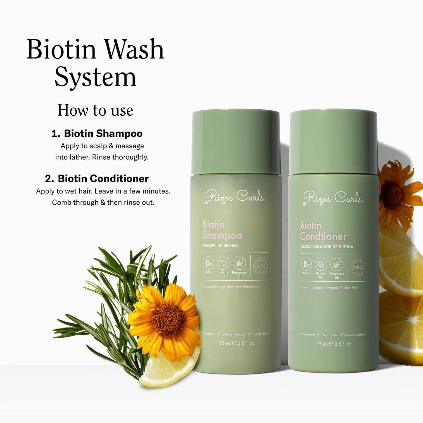 Rizos Curls Travel Biotin Wash Bundle