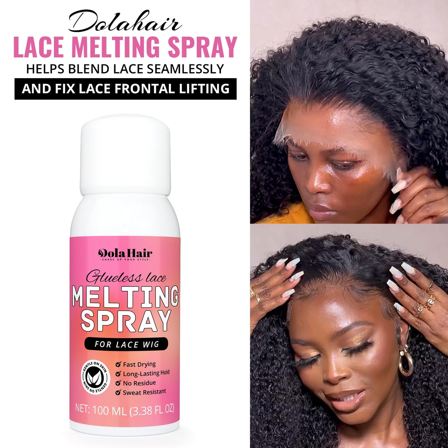 Dolahair Lace Glue Kit - Complete Set with Lace Tint Mousse, Wig Installation & Melting Spray (Dark Brown) Beauty and Personal Care Dolahair