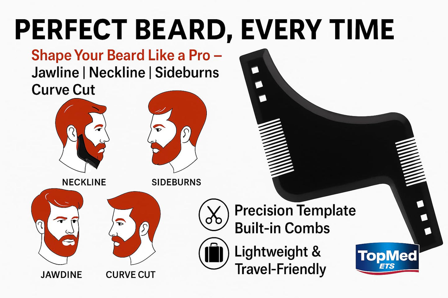 Plastic Beard Comb Beard Hair Comb (One Size, 2, Count) Beauty and Personal Care TOPMED ETS