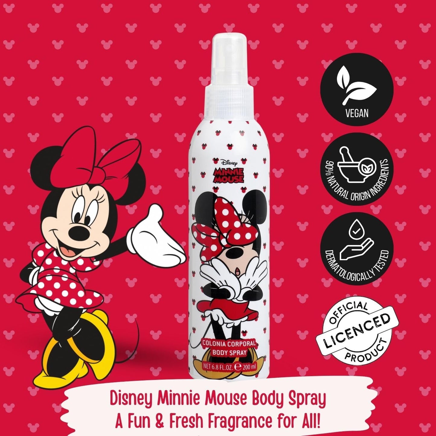 Disney Minnie Mouse Body Spray for Girls by Air Val International, Multi, 6.8 Ounce