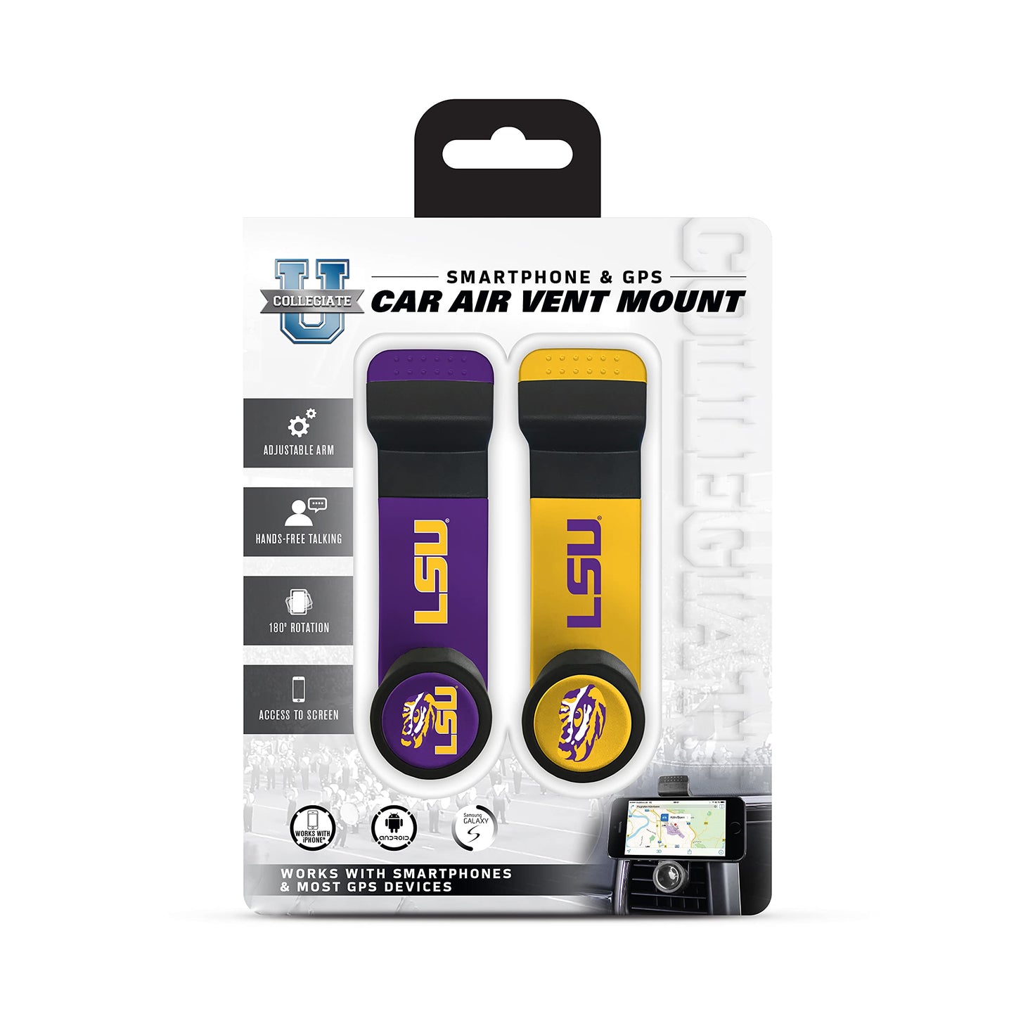 NCAA SUCKERZ In-Car Vent Mount Phone Holder 2 Pack, LSU Tigers