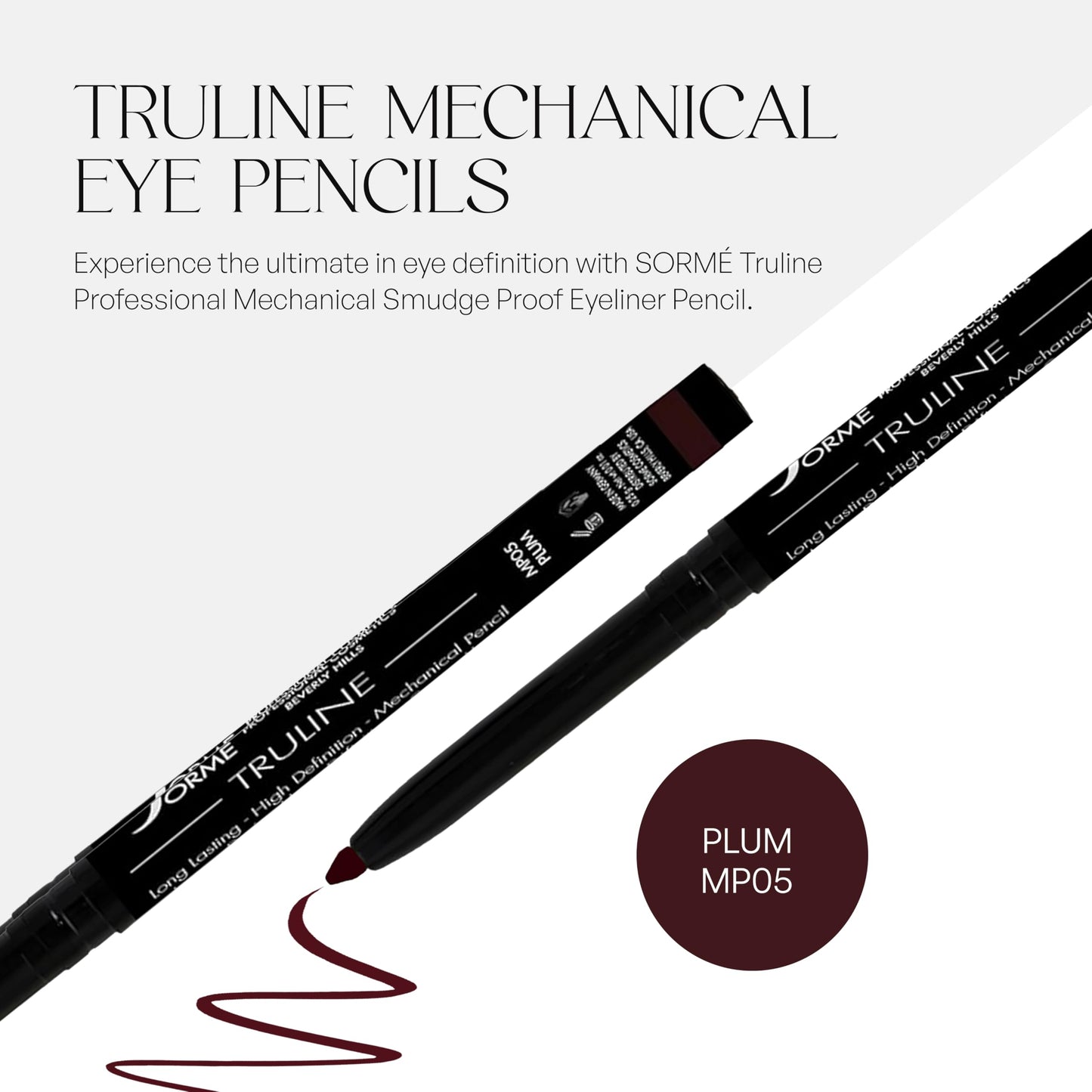 SORMÉ Truline Professional Mechanical Smudge Proof Eyeliner Pencil - Vitamin E Waterproof Gel Formula with Finest Color Pigment & Ultra Creamy…