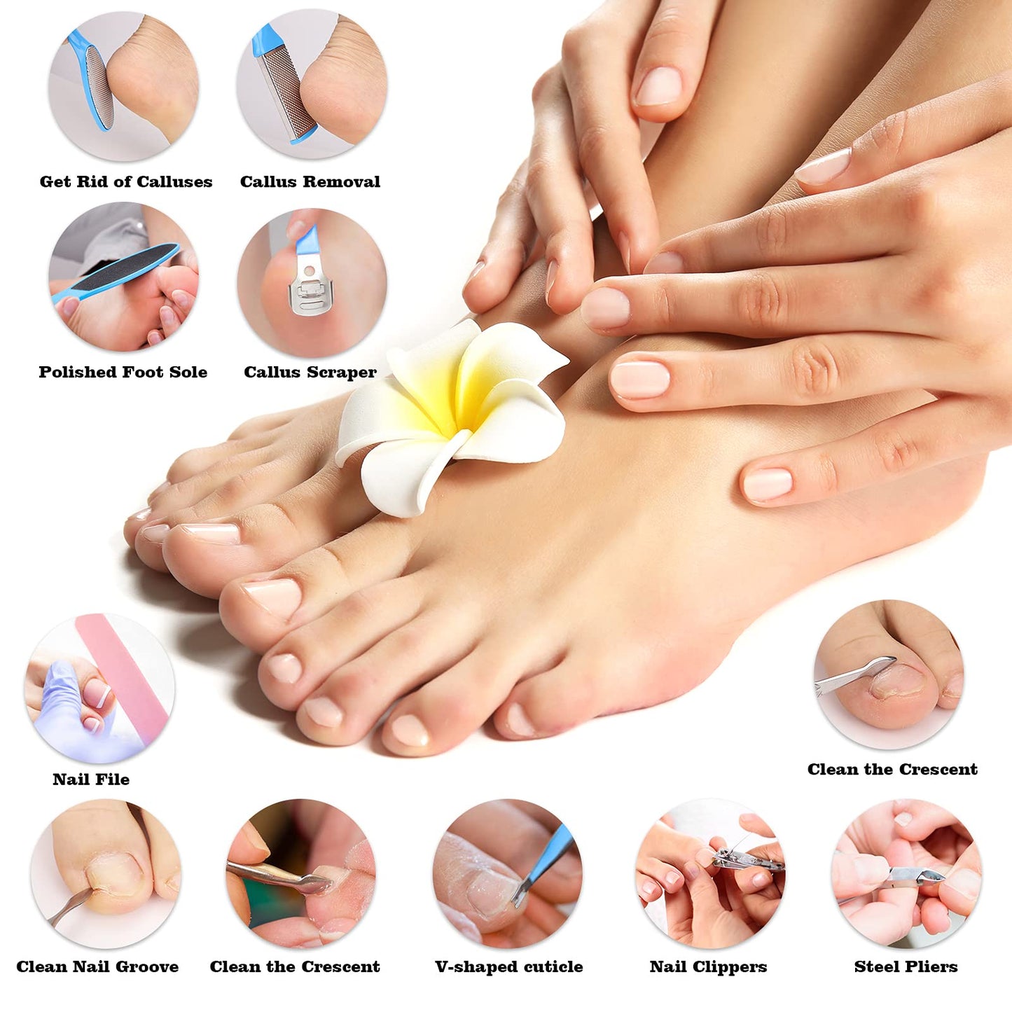 Pedicure Kits - Callus Remover for Feet, 23 in 1 Professional Manicure Set Pedicure Tools Stainless Steel Foot Care, Foot File Foot Rasp Dead Skin
