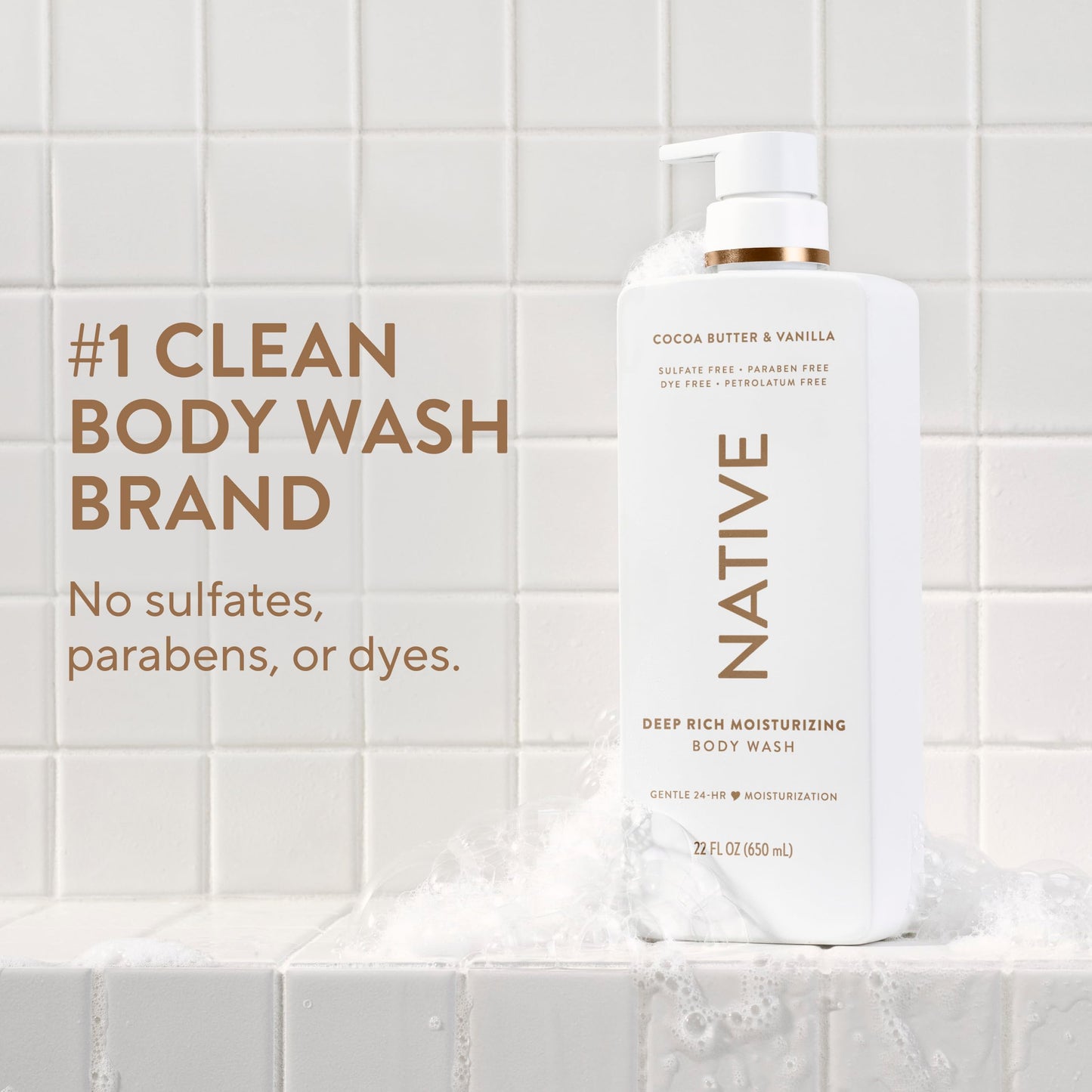 Native Cocoa Butter & Vanilla Scent 24-Hour Moisturizing Bodywash for Women & Men, Clean & Gentle, for Dry or Sensitive Skin, Keeps Skin Healthy Beauty & Personal Care Native