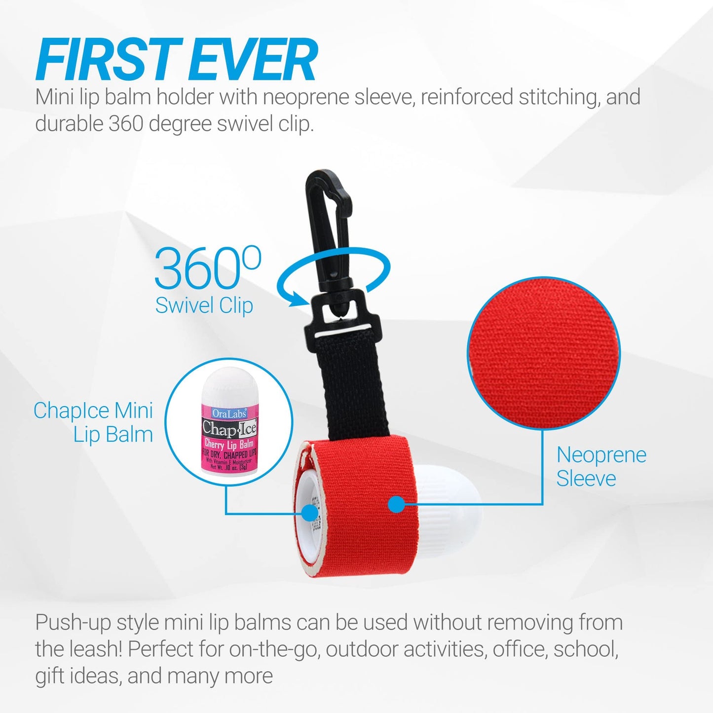 Lip Naturals Assorted Mini Lip Balms with Sunscreen (SPF-15) & Keychain - 12 Count, 3 Flavors: Tea Tree Mint, Vanilla Bean, Bing Cherry (0.10oz/3g