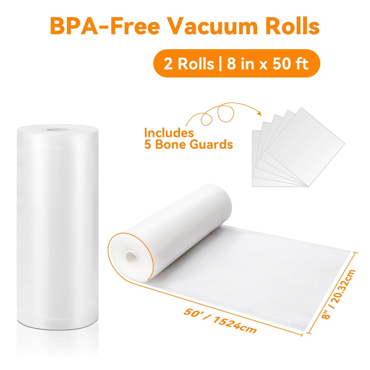 Wevac Vacuum Sealer Bags 8x50 Rolls 2 pack for Food Saver, Seal a Meal, Weston. Commercial Grade, BPA Free, Heavy Duty, Great for vac storage, Meal…