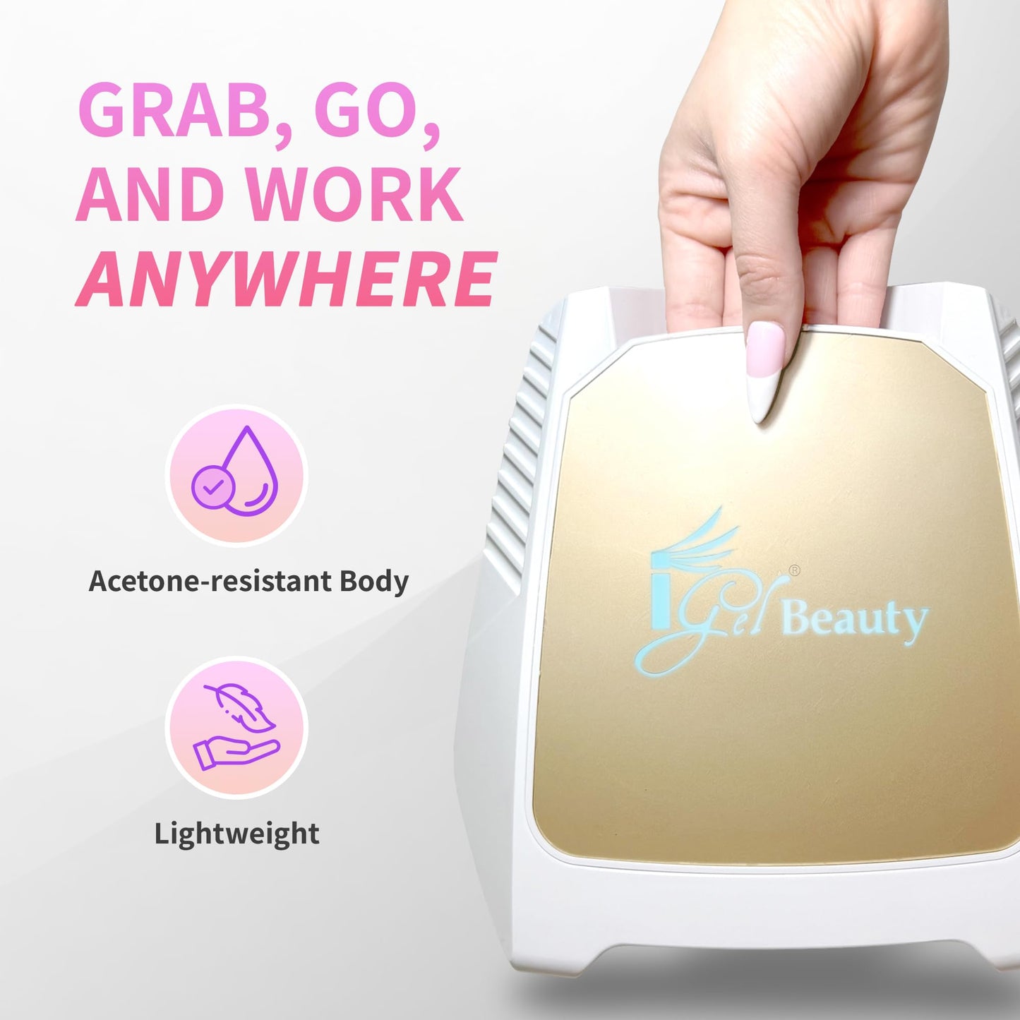 iGel Beauty Hybrid PRO 2.0 UV/LED Nail Lamp - 48W Wireless Rechargeable Nail Dryer, Full Hand Curing, Smart Motion Sensor, Removable Tray, Cordless Beauty & Personal Care iGel Beauty