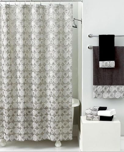 Avanti Linens - Fabric Shower Curtain, Stylish Bathroom Decor (Galaxy Collection, Silver)