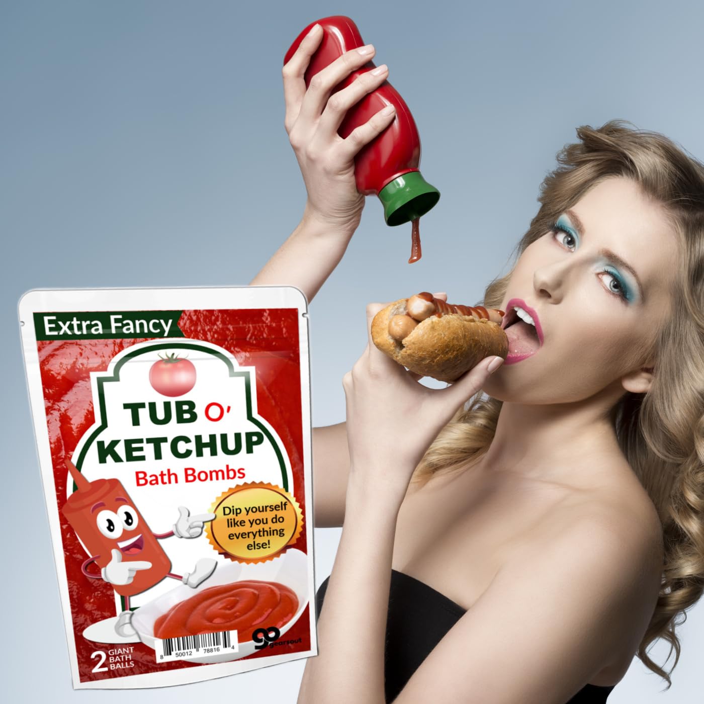 Tub O Ketchup Bath Bombs - Funny Ketchup Colored Bath Balls for Men - XL Black Cherry Bath Fizzers, Handcrafted, Made in America, 2 Count