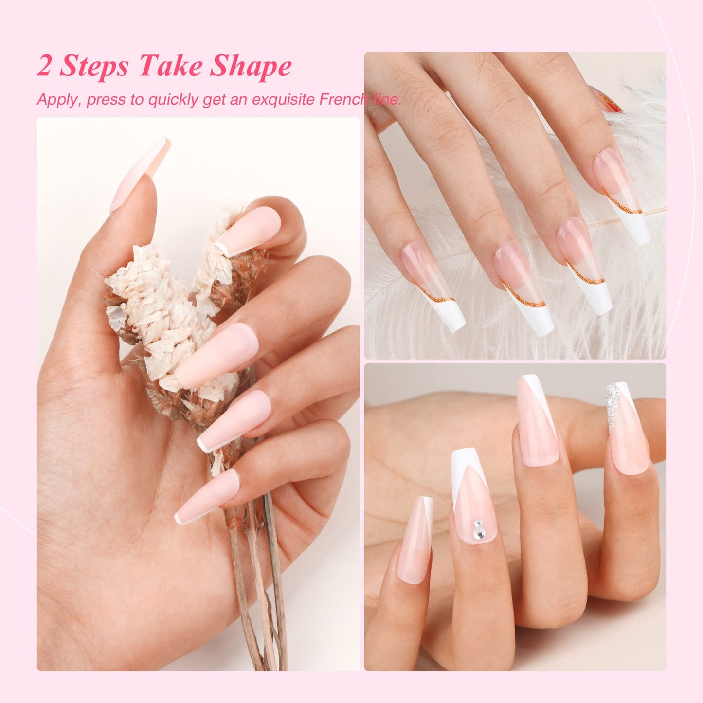 Saviland French Manicure Kit: French Tip Nail Stamp with White Gel Nail Polish Set, Jelly Silicone Nail Stamper Nail Stamper Kit for French Nails Home Beauty and Personal Care SAVILAND