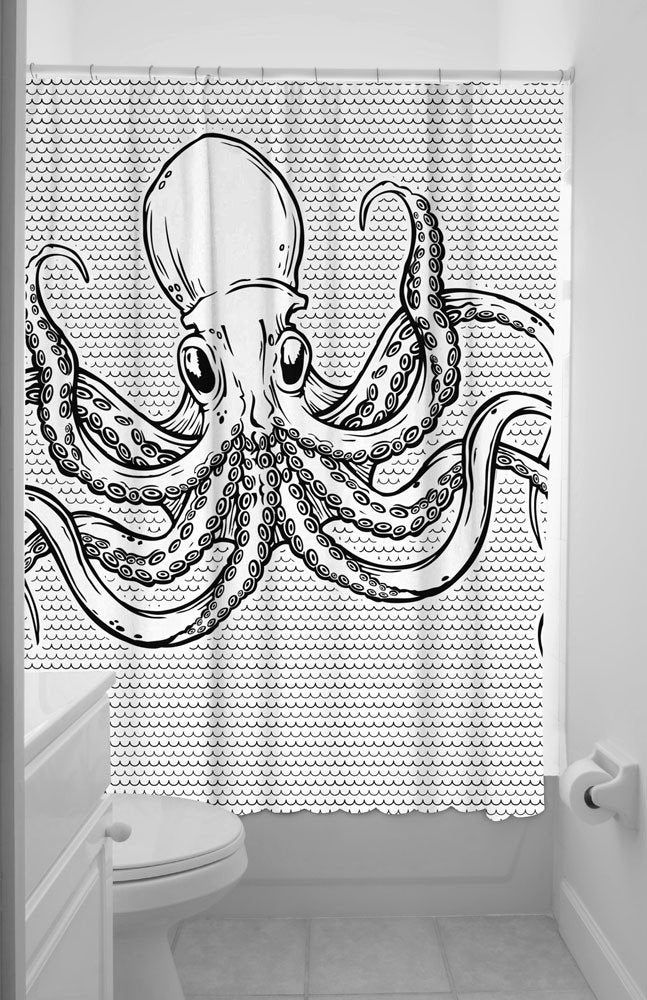 Sourpuss Octopus Shower Curtain, 72 Inch X 78 Inch