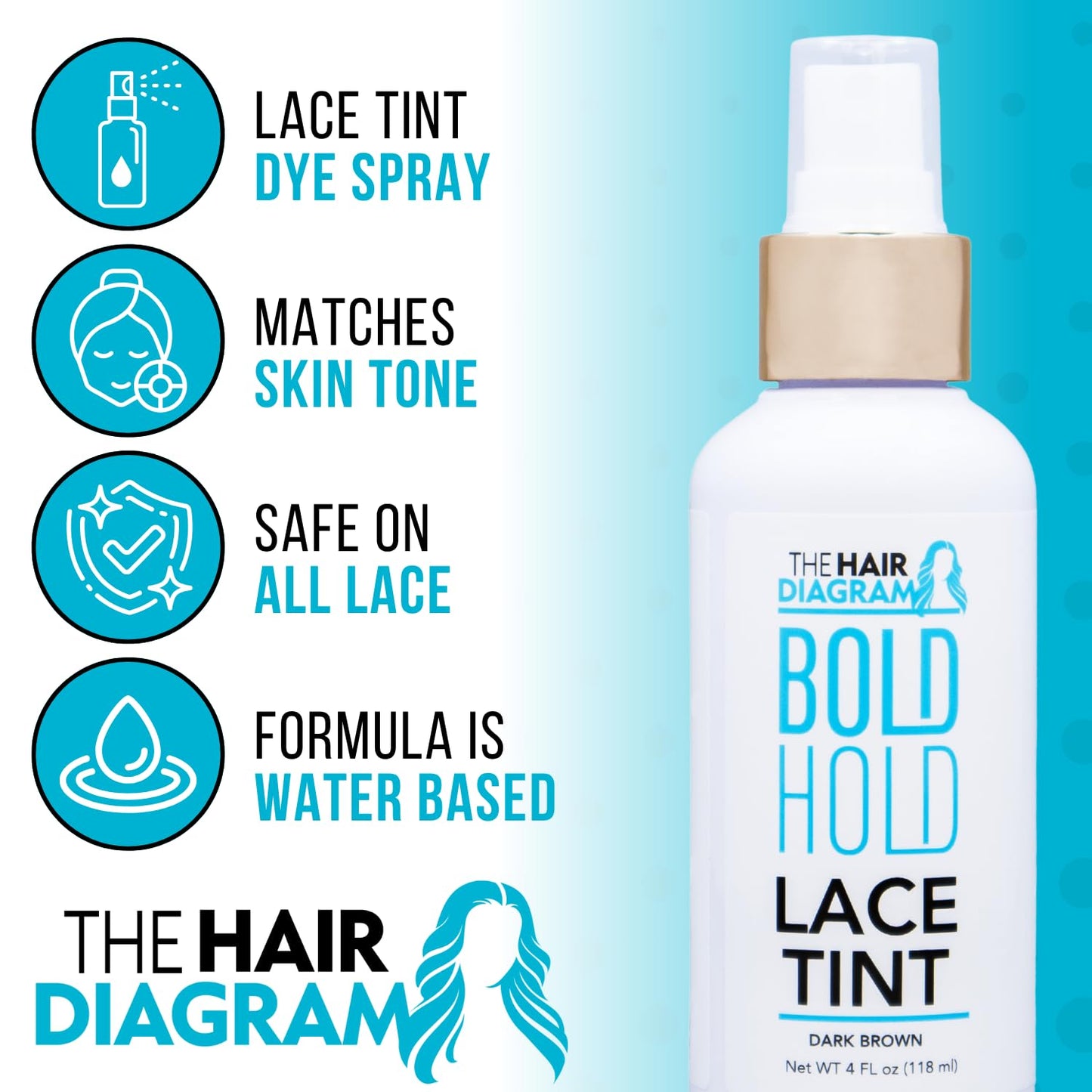 Bold Hold Lace Tint - Water-Based Wig Lace Dye for Undetectable Hairline - Safe for All Lace Front Wigs & Closures - Professional Skin Tone Match by