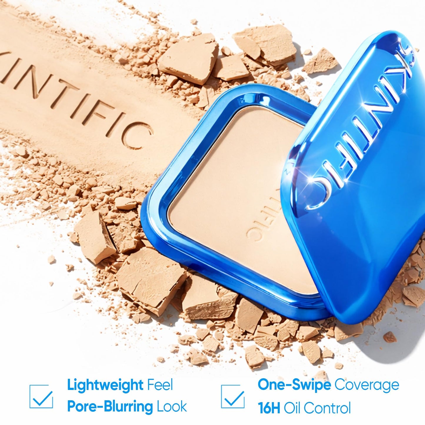 SKINTIFIC Ultra Cover Powder Foundation, Full Coverage Matte Finish, One-Swipe Flawless Pressed Powder with Oil Control, Lightweight & Long-Lasting Beauty and Personal Care SKINTIFIC