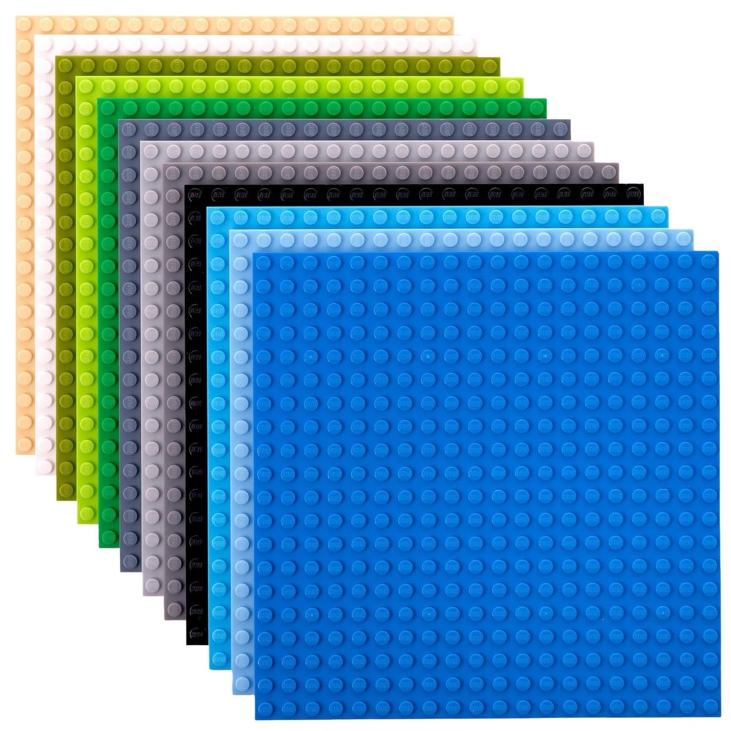 Strictly Briks 12pk Stackable Baseplates 6x6 – Compatible with Lego, 20x20 Stud Classic Building Plates, Double-Sided, 12 Nature Colors