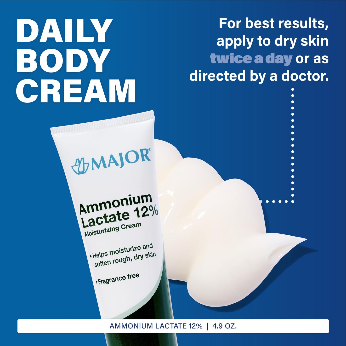 Major Ammonium Lactate 12% Moisturizing Cream - Lactic Acid Cream - Helps Hydrate, Soften, and Exfoliate Rough, Dry Skin - Fragrance-Free - 4.9 Oz. (2