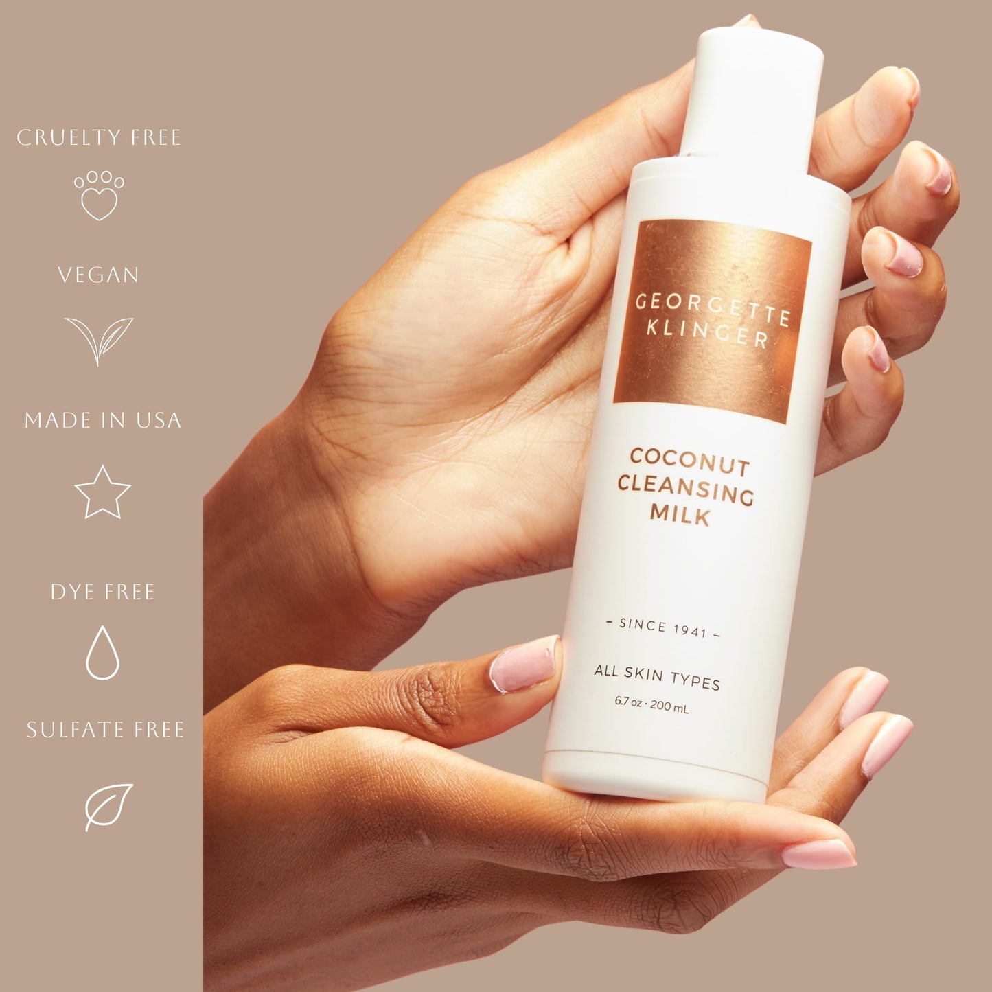 Georgette Klinger Coconut Cleansing Milk - Natural Face Wash for Women, Gentle Makeup Remover That Restores Moisture with Nutrient-Rich Coconut Oil